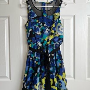 NWOT My Michele dress with tulle hem trim and sheer neckline